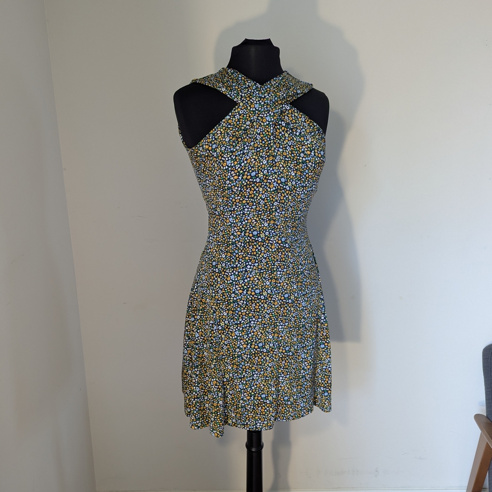 Michael Kors Quinn Floral Cross-Neck Dress